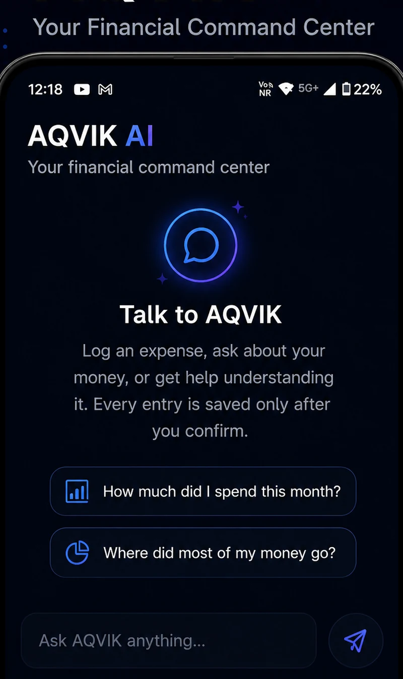 AQVIK AI screen with suggested questions and a field for asking about your own records